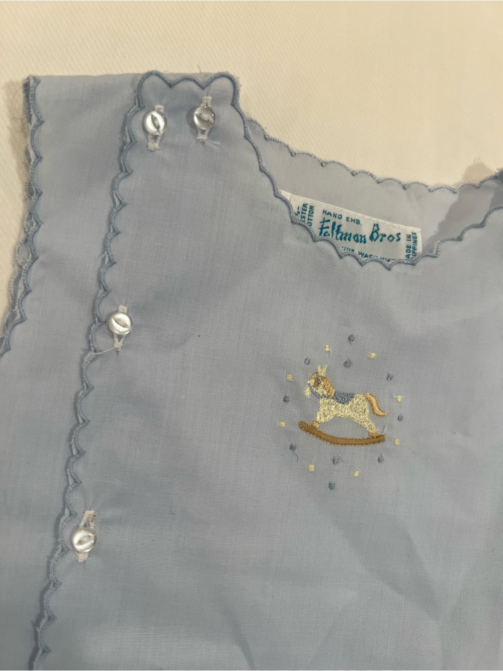Feltman Brothers Classic Light Blue Diaper Cover Set with Rocking Horse Detail - Picture 2 of 6